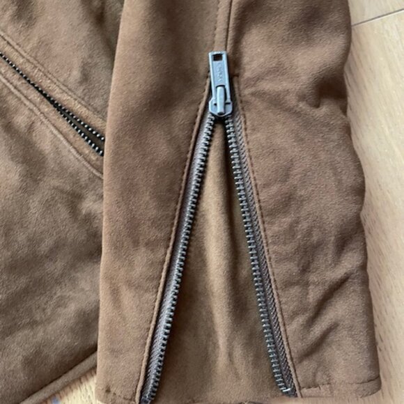 June Brown Suede Moto Jacket Size XS - Picture 6 of 8